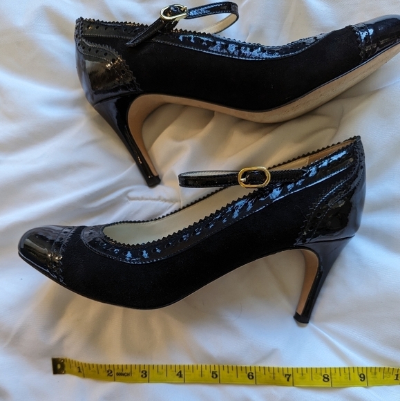 Roma Jane Suede Patent Leather Mary-Jane Heels Pumps Size 7 - Picture 7 of 9